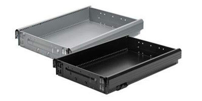 Stahlschubkasten mit vormontiertem Zugstück - Systema Top 2000, 370 x 514, Aluminium Optik